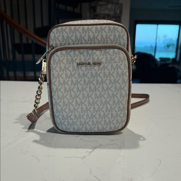 Michael Kors Handbags - Michael Kors Beige and Brown Monogram Crossbody
